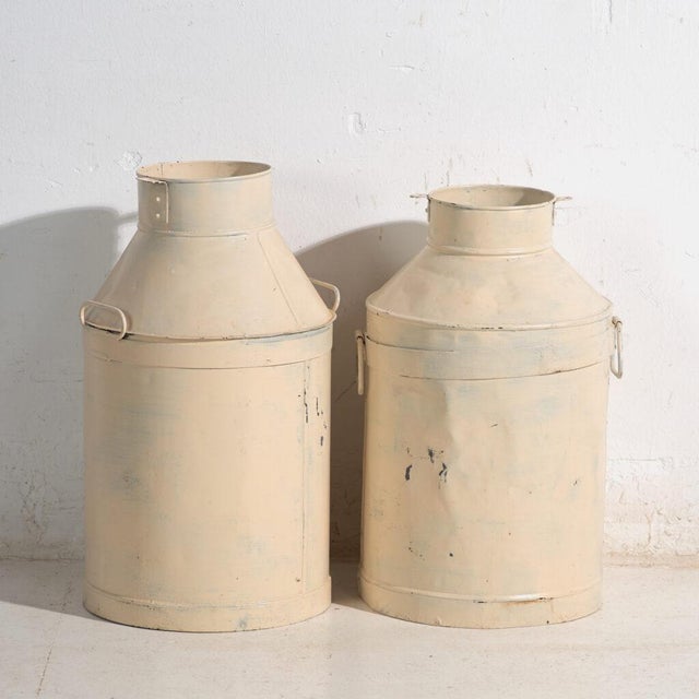 Vintage Painted Tin Milk Cans, Poland, 1950, Set of 2 For Sale - Image 9 of 9