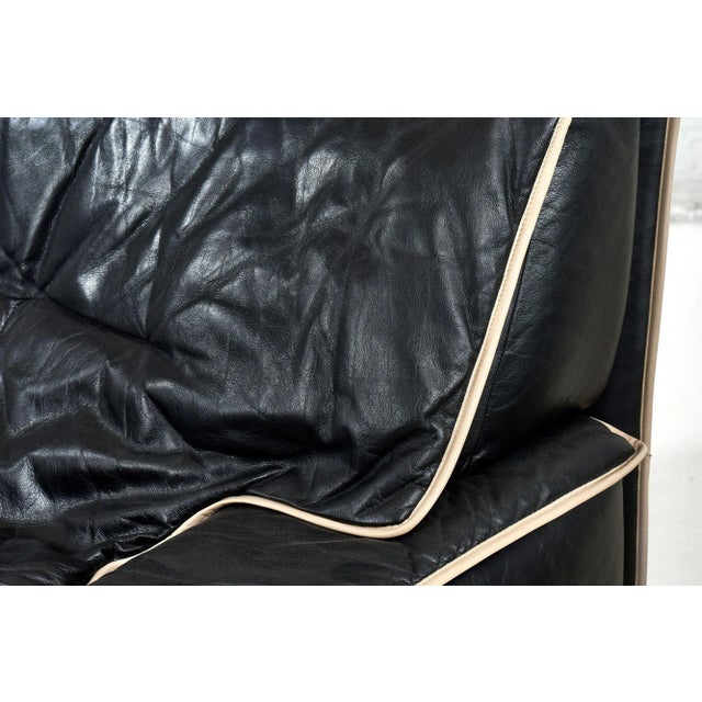Animal Skin Pair Guido Faleschini Black Leather Lounge Chairs, Italy 1970 For Sale - Image 7 of 12