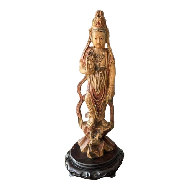 Antique Guanyin Asian Lamp For Sale