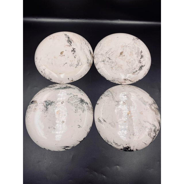 Vintage Sascha Brastoff "Surf Ballet" White & Platinum Luncheon Plates- Set of 8 For Sale In Los Angeles - Image 6 of 12