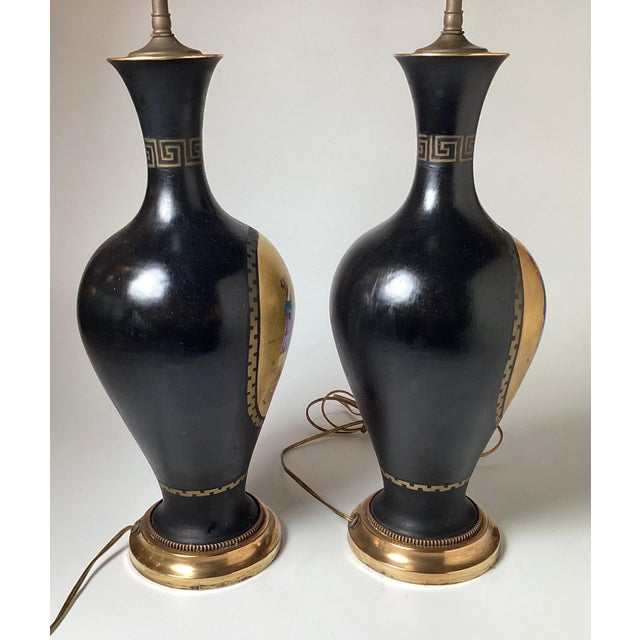 Antique Neoclassical Paris Porcelain Vases as Lamps - a Pair For Sale - Image 10 of 12