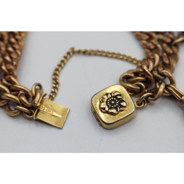 Circa 1920s Gold Watch Fob Charm Bracelet For Sale - Image 11 of 11