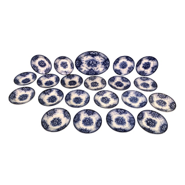 Antique Dishes, 1800s, Set of 21 For Sale