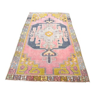 1960s Pink and Yellow Color Modern Design Rug For Sale