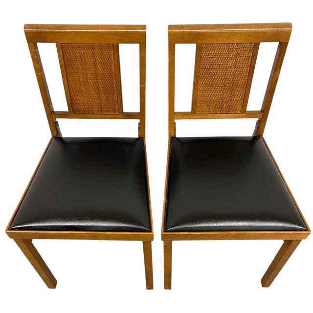 Mid-Century Modern 1970s -Century Modern Folding Chairs by Leg-O-Matic, Set of 2 With Cane Backs For Sale - Image 3 of 10
