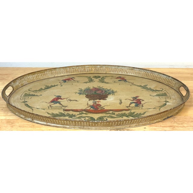 Regency Painted Tole Tray with Chinoiserie Decoration, English or French For Sale - Image 16 of 18