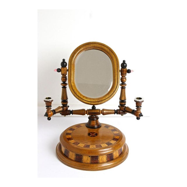 Remarkable late 19th century oakwood vanity table with candlesticks from the so-called "historicism" period in Austria....