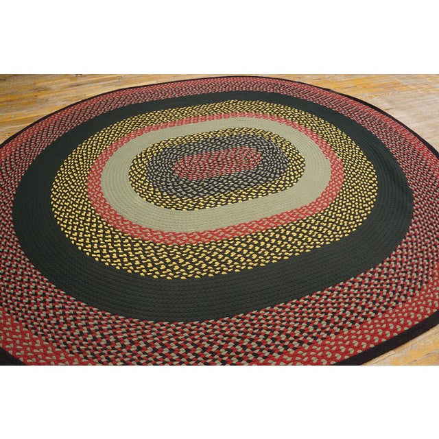 1980s American Braided Rug ( 10' x 11'4" - 304 x 345 cm ) Vintage Braided American Multicolor 1980s Rug, Country of...