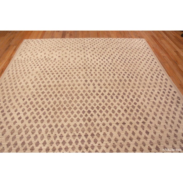 Tribal Ivory Cream And Light Brown Color Tribal Artistic Modern Room Size Rug For Sale - Image 3 of 7