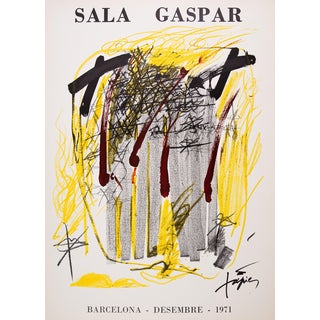 Antoni Tapies, Abstract Composition in Yellow, Original Signed Lithograph For Sale