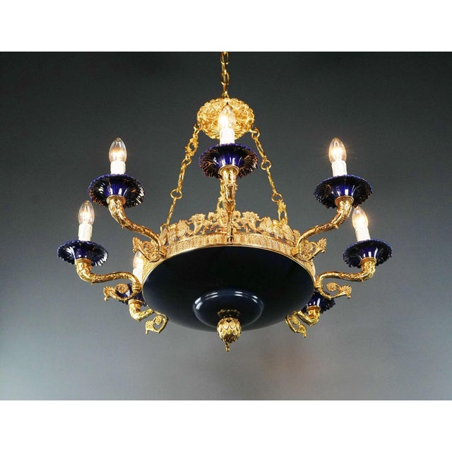 Not Yet Made - Made To Order Large Art Deco Gold Peacock Bird French Brass Empire Chandelier Lustre Lamp For Sale - Image 5 of 8