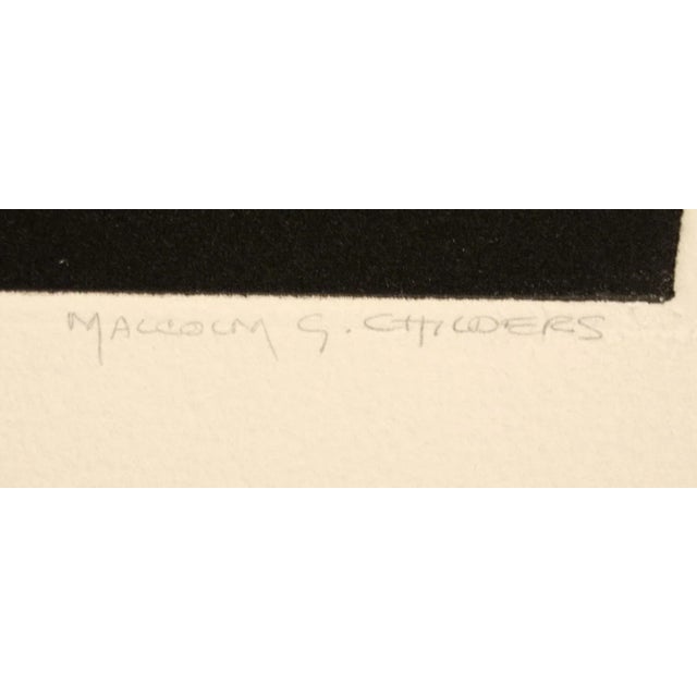 Malcolm Childers "Wooden Mastadon" Old Barn Signed Unframed Etching, 1978 Edition of 50 For Sale - Image 4 of 8