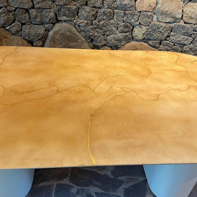 Karl Springer LTD 1980 Karl Springer Knife Edge Oval Dining Table Lacquered Goatskin For Sale - Image 4 of 12