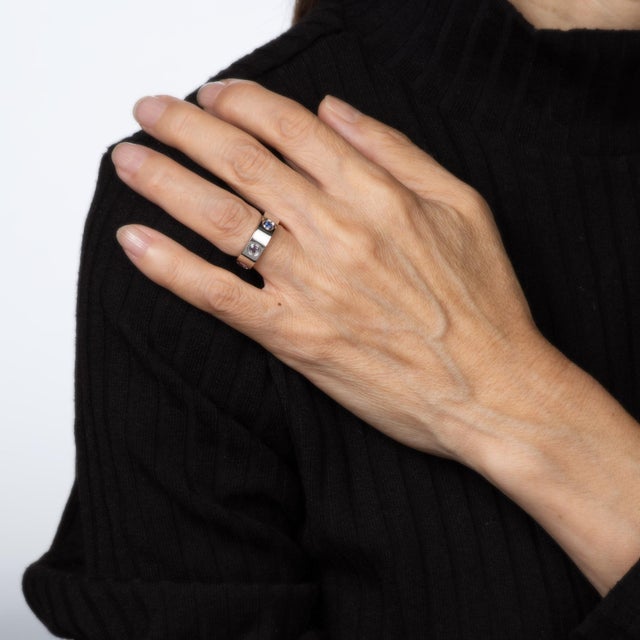 Early 21st Century ​Cartier Gemstone Love Ring 46 3 3/4 18k White Gold Sapphire Spinel Aquamarine, Size 3.75 For Sale - Image 5 of 6