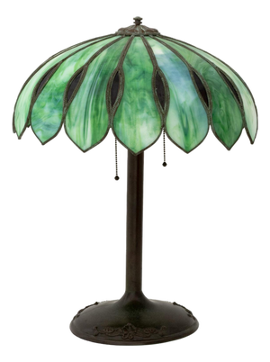 Late 20th Century Tiffany Style Slag Glass Table Lamp
