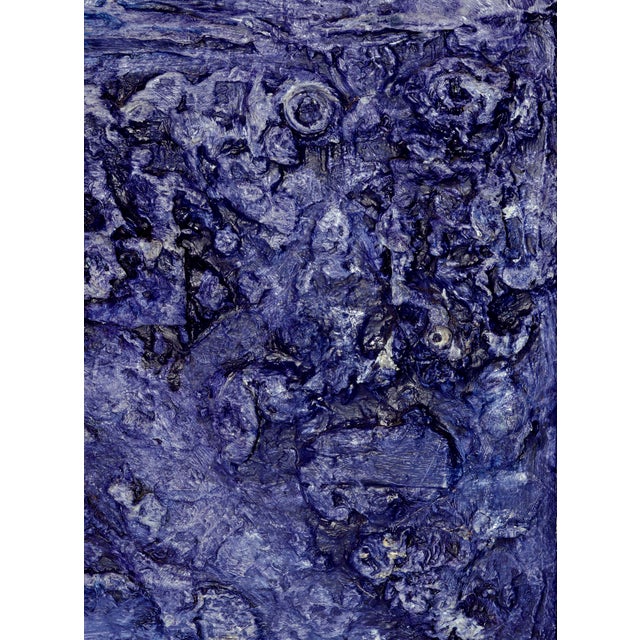 Textile Mid Century Textural Color-Field Abstract in Royal Blue-Purple by Peter Witwer For Sale - Image 7 of 8