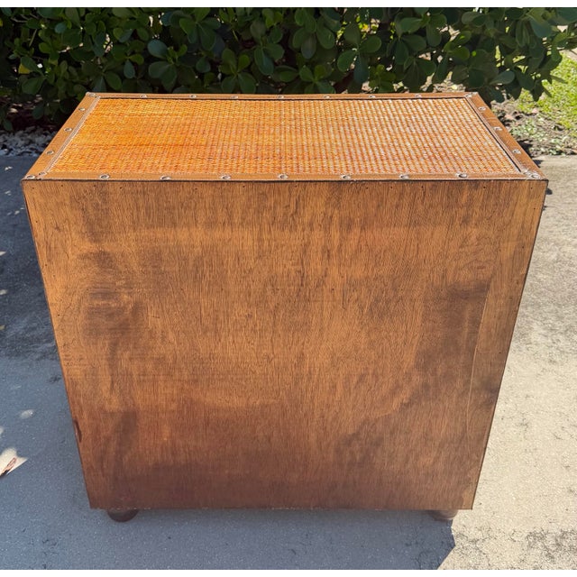 Vintage Campaign Style Woven Rattan Console Cabinet For Sale - Image 9 of 12