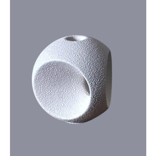 Bertoncello Pair of Mid 20th Century White Glazed Ceramic Candlesticks Design by Roberto Rigon For Sale - Image 14 of 18