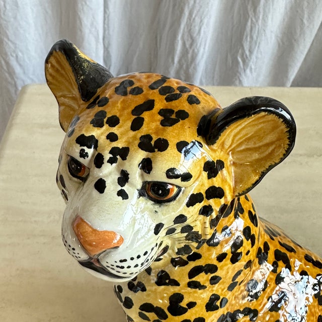 Black Mid-Century Italian Handmade Ceramic Baby Leopards, 1970s, Set of 2 For Sale - Image 8 of 17