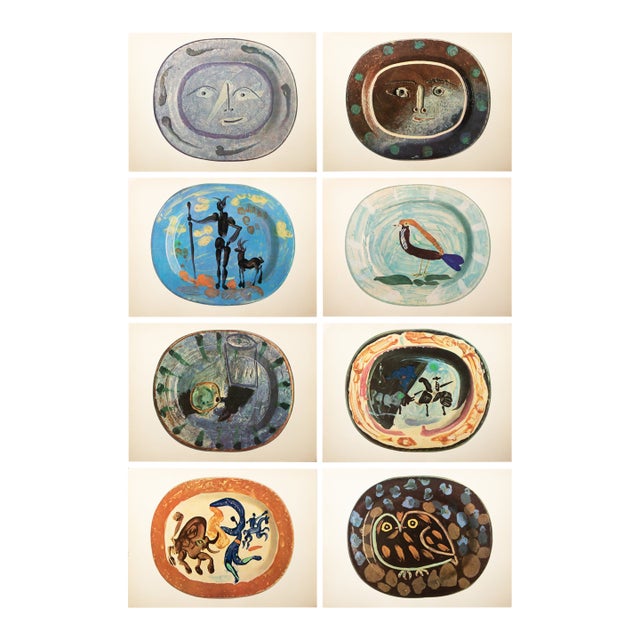 1950 Set of 8 Vintage Prints of Picasso's Ceramic Platters From Switzerland For Sale