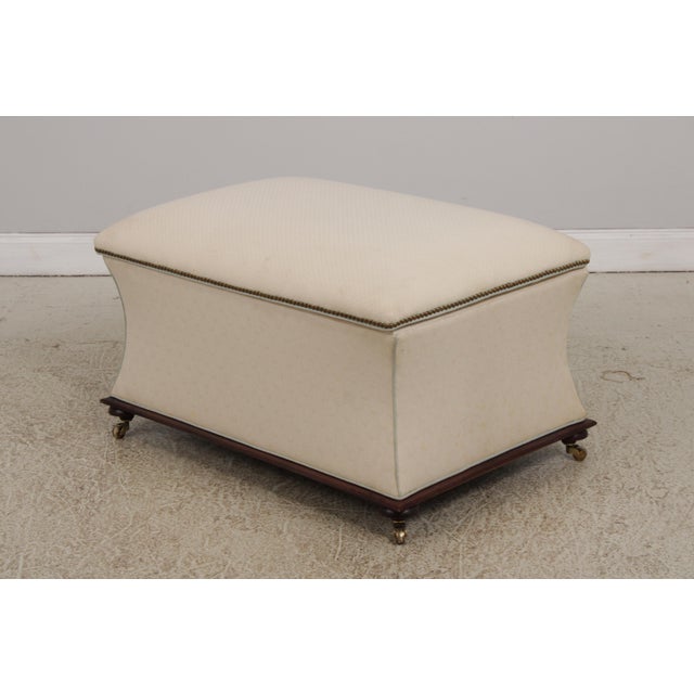 Age: Approx: 10 Years Old Details: Quality Construction Nice White Upholstery w. Greenish Trim Cherry Base Brass Caster...