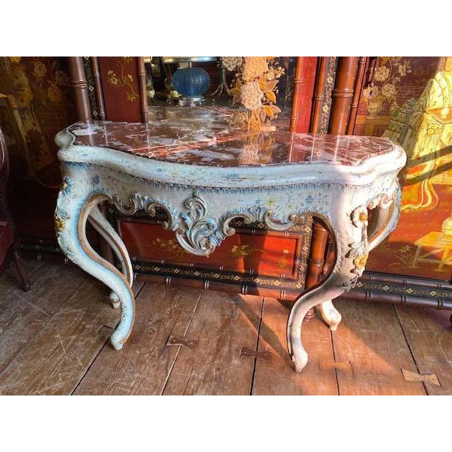 19th C. Venetian Painted White and Blue Console For Sale - Image 13 of 13
