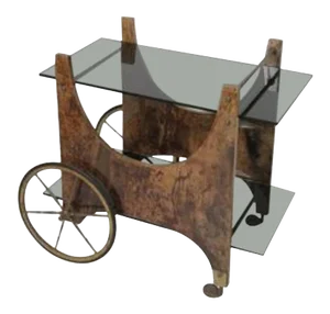 Italian Lacquered Goatskin Bar Cart or Serving Cart by Aldo Tura