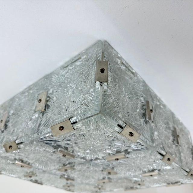 Silver Mid-Century Glass Ceiling Lamp from Kamenický Šenov, 1970s For Sale - Image 8 of 18