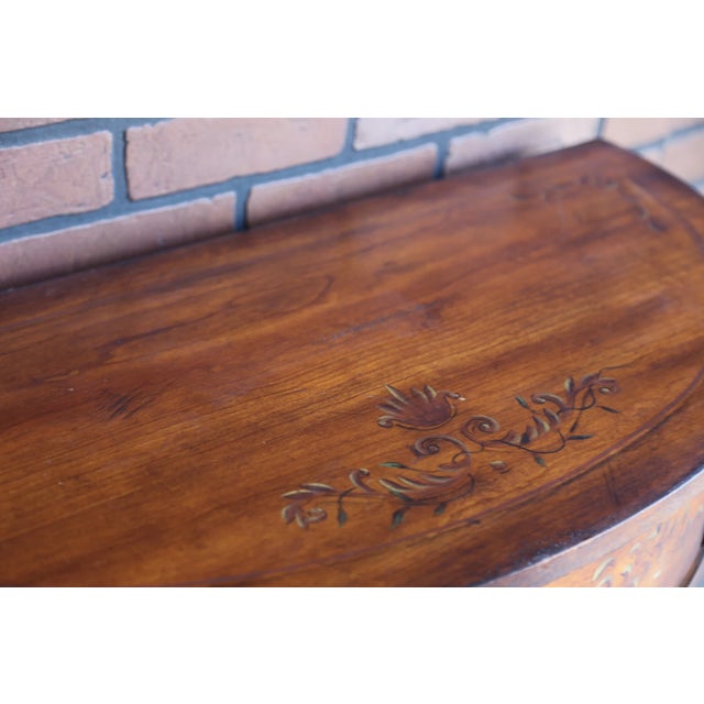 French Ethan Allen Handpainted Demilune Console Cabinet For Sale - Image 3 of 6