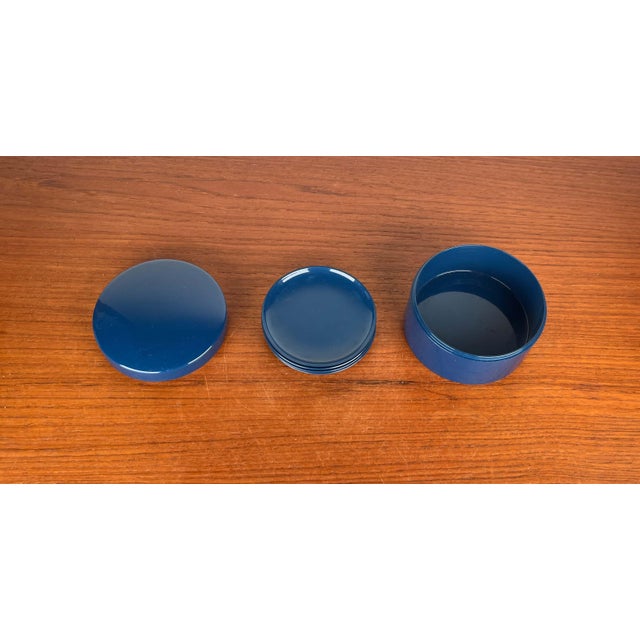 Mid-Century Modern Mid-Century Modern German Blue Space Age Coasters with Box, 1960s, Set of 5 For Sale - Image 3 of 13