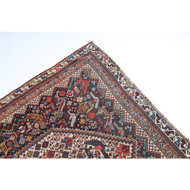 Textile Antique Tribal Persian Rug With Tree of Life & Animal Motifs – Late 19th Century -4' 7'' X 6' 6'' For Sale - Image 7 of 12