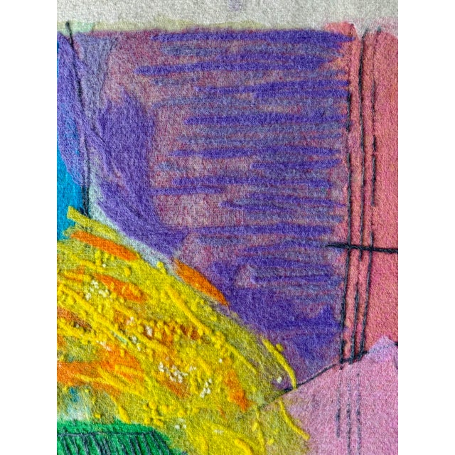 1980s Calman Shemi “Canopy #6” Monumental Textile Soft Painting, 64” X 48”, Signed For Sale - Image 9 of 12