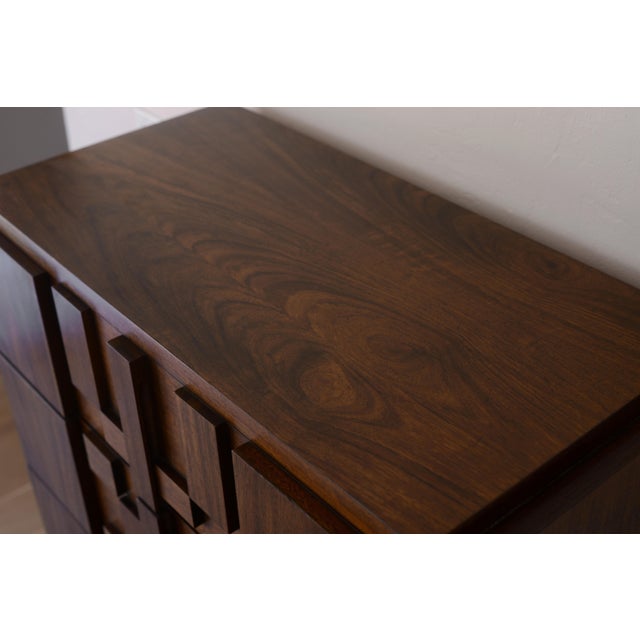 Vintage MCM Lane Brutalist Staccato Highboy Dresser For Sale - Image 10 of 13