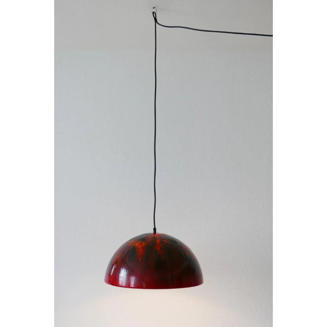 Large Mid-Century Modern Enameled Dome Pendant Lamp, 1960s For Sale - Image 12 of 17