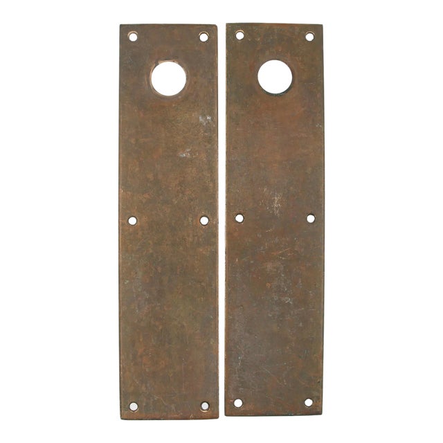 Pair of Vintage Brass 14 In. Entry Door Push Plates For Sale