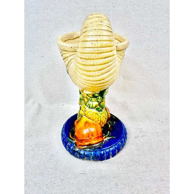 Mid 20th Century Vintage Majolica Shell Compote Bowl For Sale - Image 5 of 8