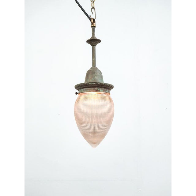 Industrial Antique English Holophane Acorn Pendant Light, 1890s For Sale - Image 3 of 7