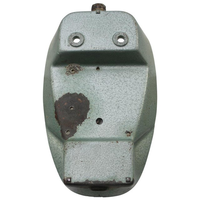 Green Vintage Industrial French Green Cast Iron & Frosted Cut Glass Wall Light by Holophane, France For Sale - Image 8 of 9