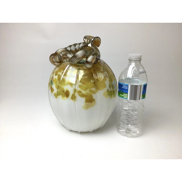 Late 20th Century Large Handmade Art Glass Centerpiece Pumpkin For Sale - Image 4 of 6