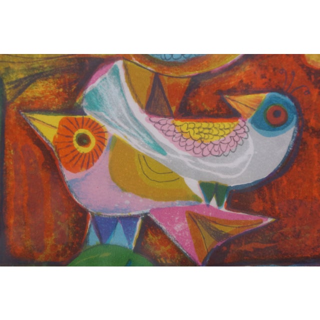 1970s Judith Bledsoe Signed Charm of Finches Stacked Birds Lithograph Print 29" For Sale - Image 11 of 12