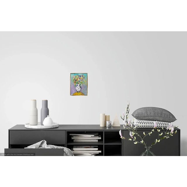 Martha Holden " Flowers in Colors" Framed Oil Painting on Panel For Sale - Image 4 of 6