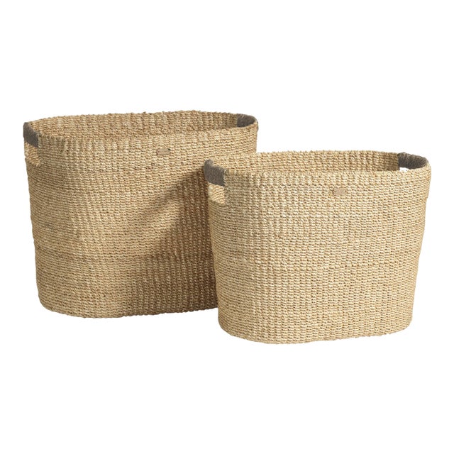 Lucena Oval Abaca Baskets, Set of 2 For Sale