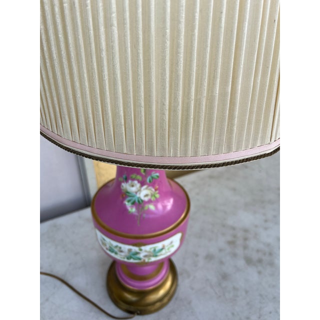 Antique Boucher Sèvres Style Table Lamp With Shade For Sale - Image 12 of 12