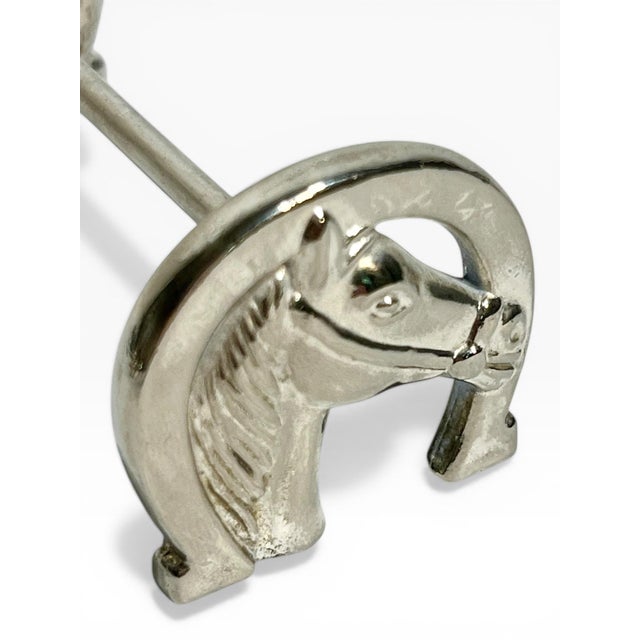 Mid 20th Century Mid 20th Century Silver Plate Horse Head Knife Rests – Equestrian French Style - Set of 6 For Sale - Image 5 of 6