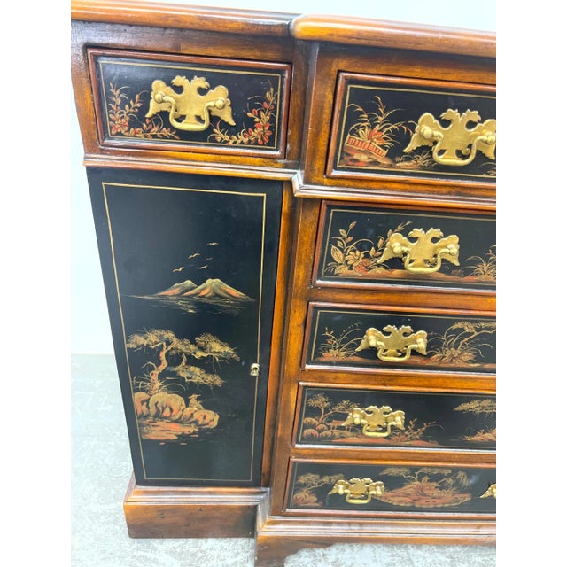 Chinoiserie Server Cabinet With Tooled Leather Top For Sale In Philadelphia - Image 6 of 11