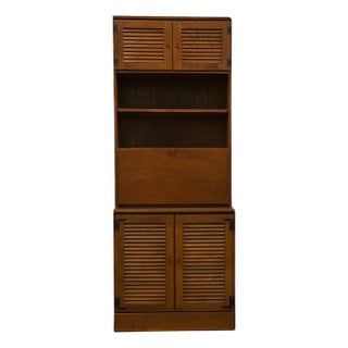 Ethan Allen Heirloom Nutmeg Maple CRP Custom Room Plan 30" Shutter Door Cabinet W. Drop Front Secretary Bookcase Top For Sale