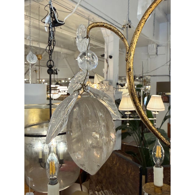 Glass Brazilian Rock Crystal Chandelier, Mid 20th Century For Sale - Image 7 of 12