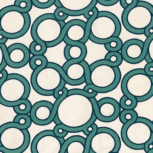 Abstract Schumacher X Celerie Kemble Conundrum Fabric in Peacock For Sale - Image 3 of 3