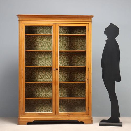Italian Bookcase in Walnut Fir and Glass For Sale - Image 3 of 10