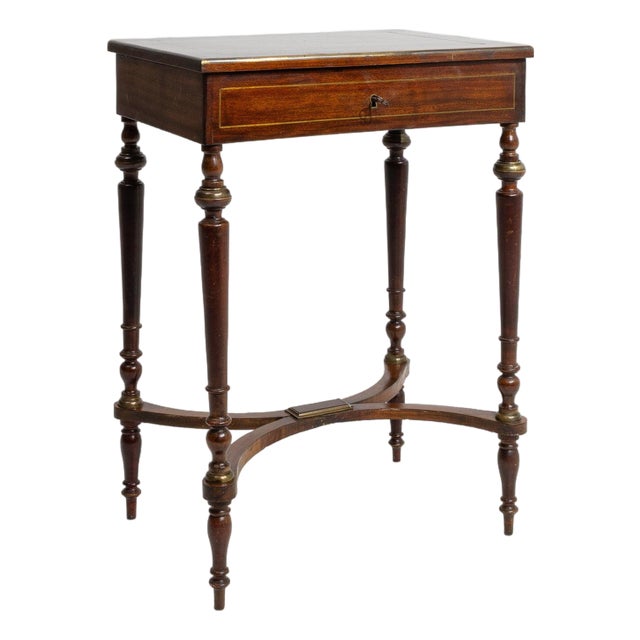 1880-1889 France Rich Mahogany Mahogany Side Table With Drawer For Sale
